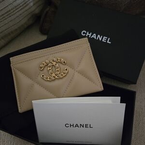 Chanel Beige Quilted Card Holder